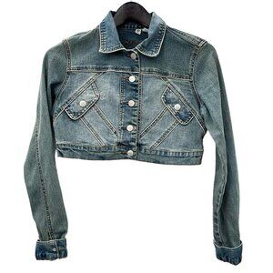 Younique Trendy Stone Wash Cropped Denim Jacket Size Medium